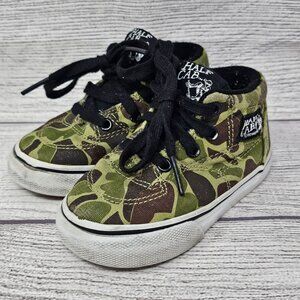 VANS Toddler Half Cab Shoes Sneakers Green Camo Lace Up Size US Toodler 5.5